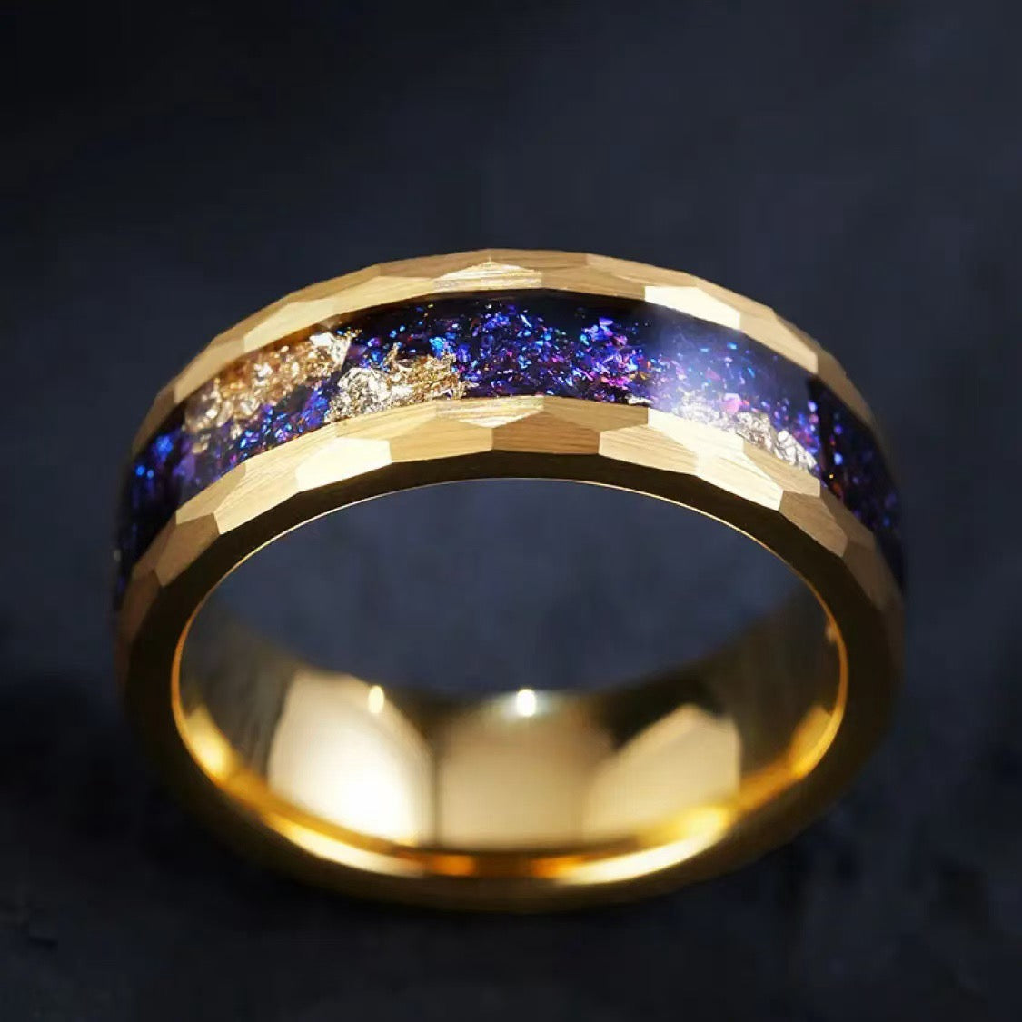 Stardust Meteorite Inlay Band 8mm