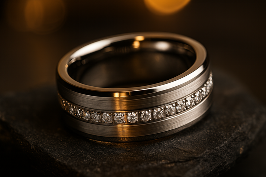 Aegis Silver Diamond Tungsten Ring 8mm