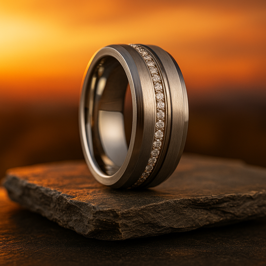 Aegis Silver Diamond Tungsten Ring 8mm