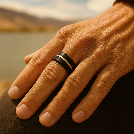 Obsidian Black Band with Rose‑Gold Inlay 8mm