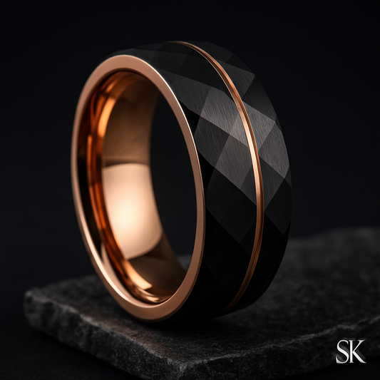 Obsidian Rose Gold Apex Tungsten Band 8mm