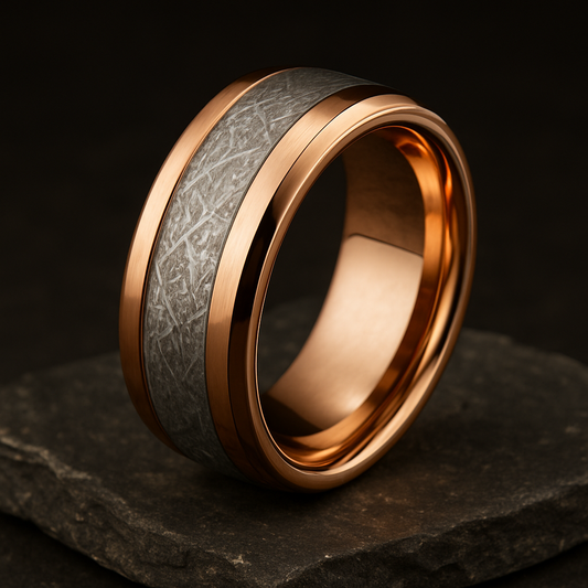 Spartan Sovereign Rose-Gold Meteorite Tungsten Band 8mm