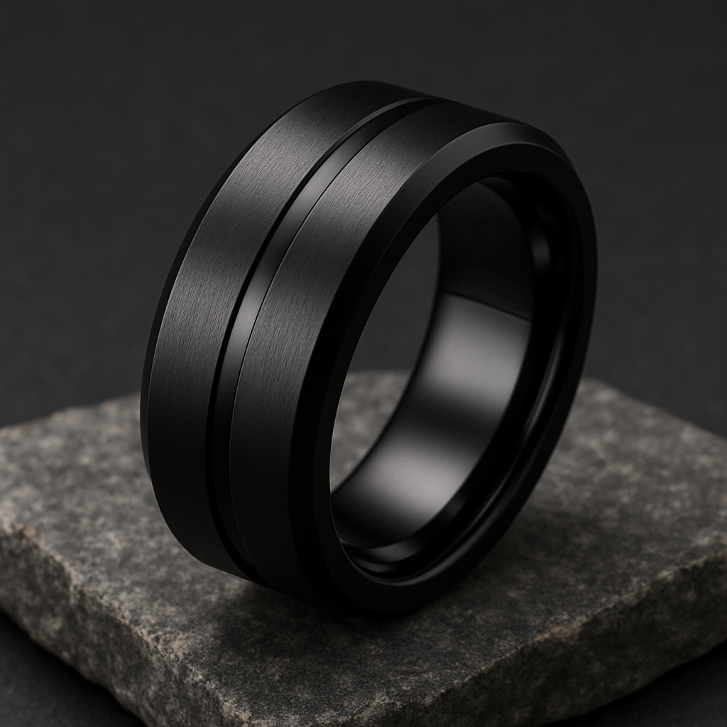 Midnight Groove Tungsten Band 8mm