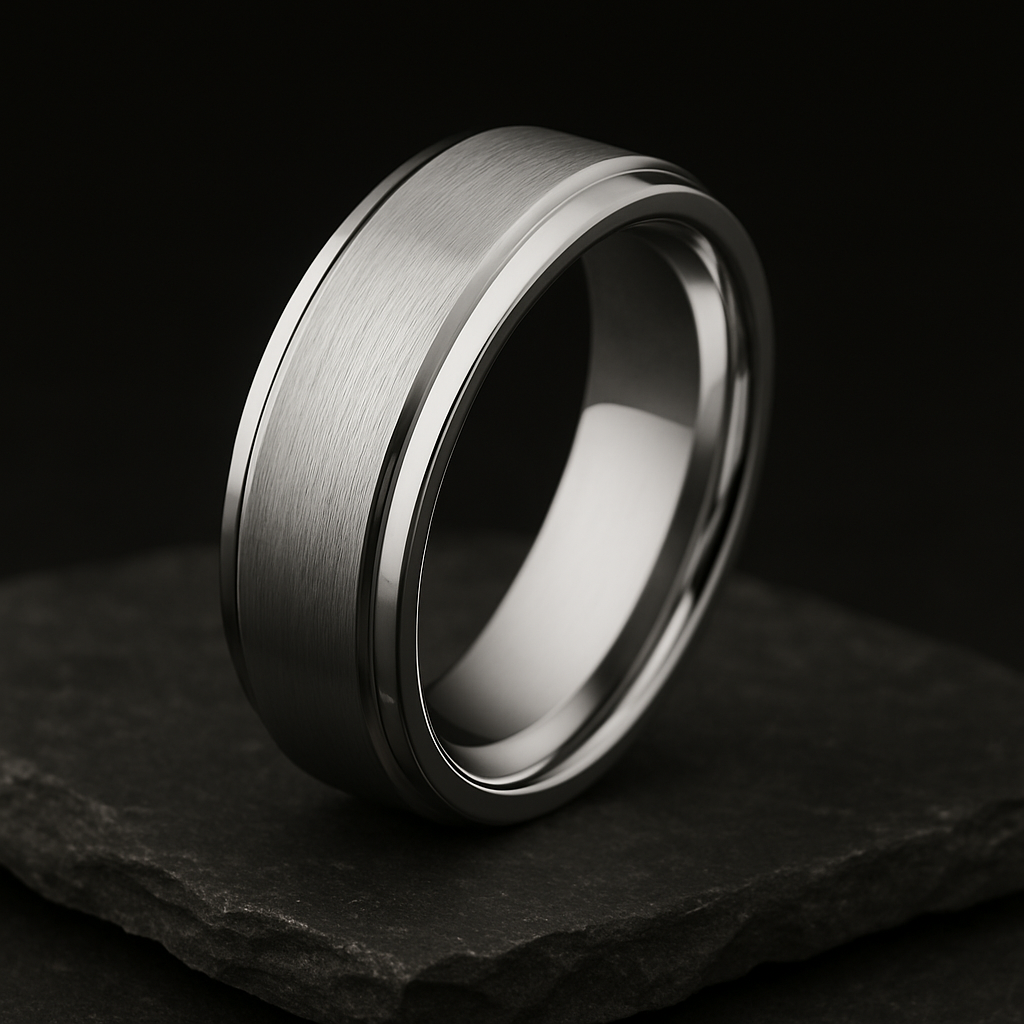 Lunar Silver Tungsten Band 8mm