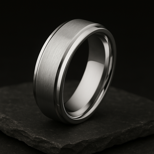 Lunar Silver Tungsten Band 8mm